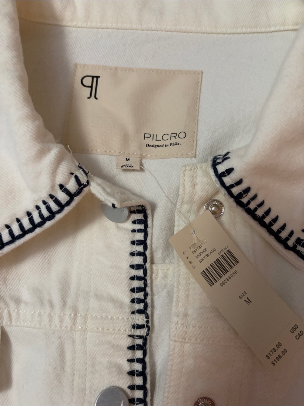 Pilcro Cream Denim Jacket with Black Contrast Stitching - Picture 2 of 4